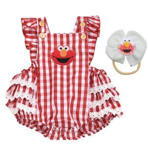 Red Gingham Elmo Baby One-Piece Romper